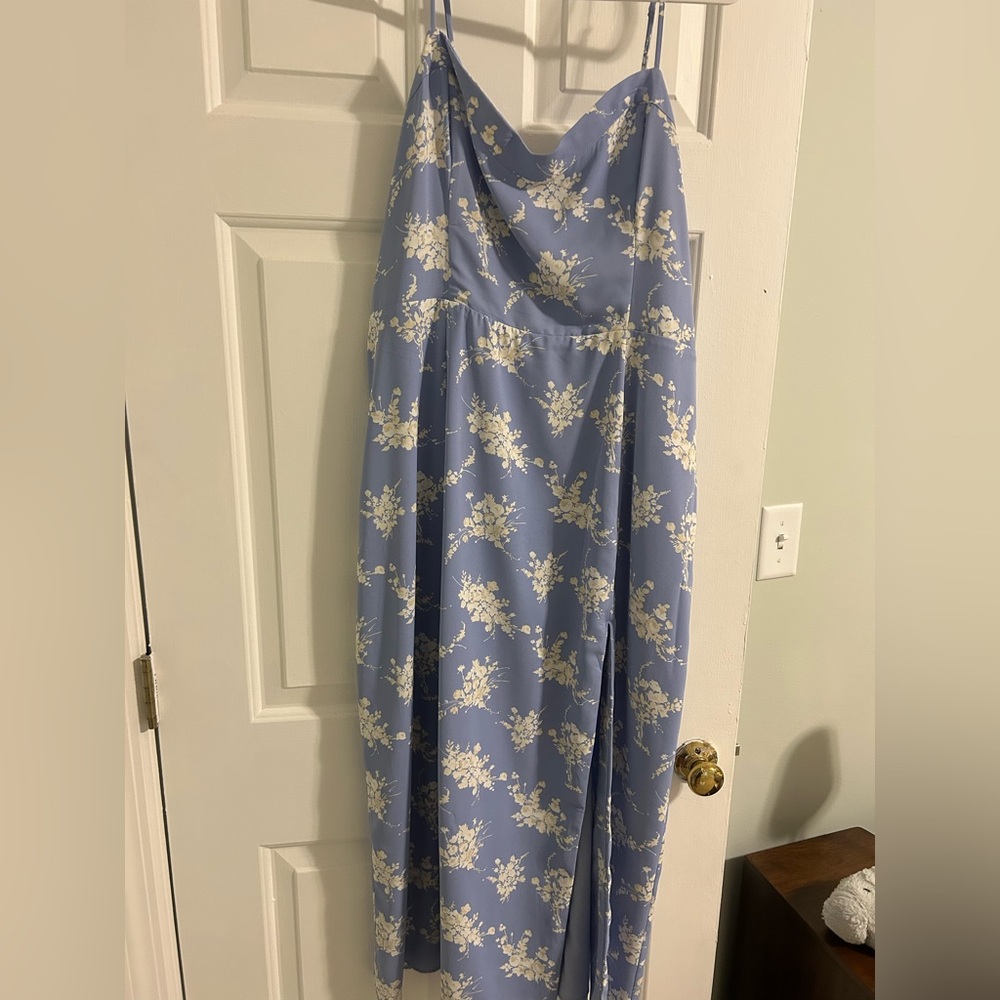 Abercrombie Camille Midi dress blue floral pattern